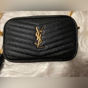 SAINT LAURENT LOU MINI BAG IN QUILTED GRAIN DE POUDRE EMBOSSED LEATHER